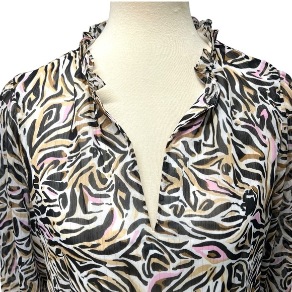 Lilly Pulitzer Can You Zee Me Ardith Long Sleeve Printed Tiered Midi Dress Sz 8 - Picture 5 of 12